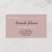 Carte De Visite Rose de ciseaux à cheveux de maquillage (Dos)