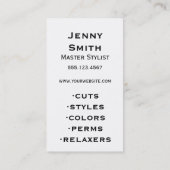 Carte De Visite rose de ciseaux de cosmétologie de coiffeur d'art (Dos)