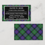 Carte De Visite Rose de clan écossais Tartan Plaid (Devant / Derrière)
