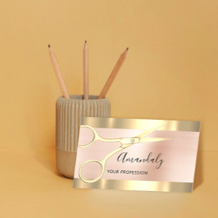 Carte De Visite Rose de coiffeur professionnel Coiffeur ciseaux