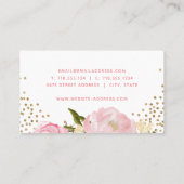Carte de visite rose de confettis d'or de pivoine (Dos)