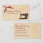 Carte de visite rose de couture de cru de damassé (Devant / Derrière)