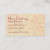 Carte de visite rose de couture de cru de damassé (Dos)