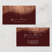 Carte De Visite Rose de cuivre Maroon Parties scintillant maquilla (Devant / Derrière)