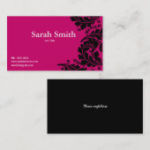 Carte de visite rose de damassé de Fuschia Paisley (Devant / Derrière)