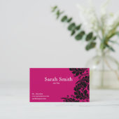 Carte de visite rose de damassé de Fuschia Paisley (Debout devant)