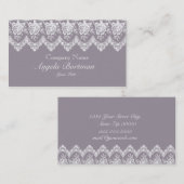 Carte de visite rose de dentelle (pourpre) (Devant / Derrière)