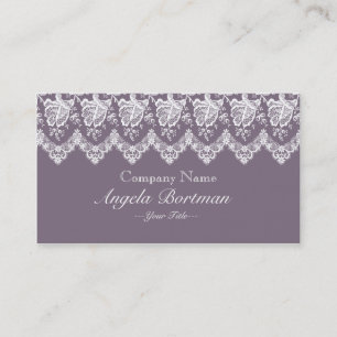 Carte de visite rose de dentelle (pourpre foncé)