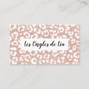Carte De Visite Rose de empreinte de léopard de parties scintilla