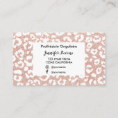 Carte De Visite Rose de empreinte de léopard de parties scintillan (Dos)