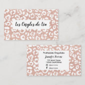 Carte De Visite Rose de empreinte de léopard de parties scintillan (Devant / Derrière)