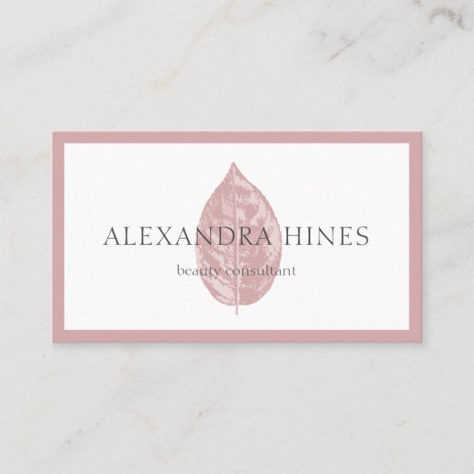 carte de visite rose de feuille (Devant)