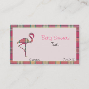 Carte de visite rose de Flamant rose de plaid