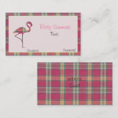 Carte de visite rose de Flamant rose de plaid (Devant / Derrière)