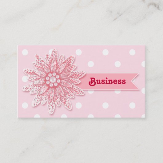 Carte de visite rose de fleur de dentelle (Devant)