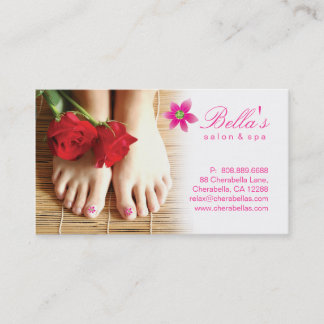 Carte De Visite Rose de fleur de pédicurie de spa de salon de