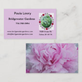 Carte de visite rose de fleur de pivoine (Devant / Derrière)