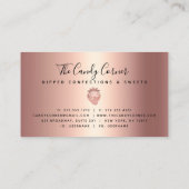 Carte De Visite Rose de fraise Gold Drives Confection Sweets Noir (Dos)