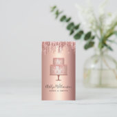 Carte De Visite Rose de gâteau  or Parties scintillant de cuivre D (Debout devant)