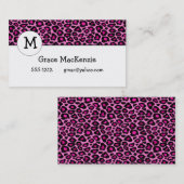 Carte de visite rose de guépard ou de léopard (Devant / Derrière)