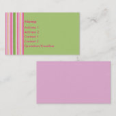 Carte de visite rose de KRW rétro et vert de (Devant / Derrière)