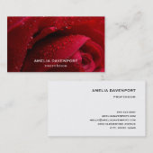 Carte De Visite Rose de macro rouge avec gouttelettes d'eau (Devant / Derrière)