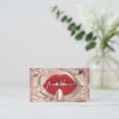 Carte De Visite Rose de maquillage Baiser les lèvres rouges Code Q (Debout devant)