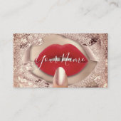 Carte De Visite Rose de maquillage Baiser les lèvres rouges Code Q (Devant)