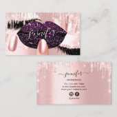 Carte De Visite Rose de maquillage de clous Rose de lèvres de bais (Devant / Derrière)