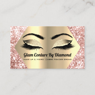 Carte De Visite Rose de maquillage de Parties scintillant d'or