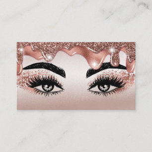 Carte De Visite Rose de maquillage de Parties scintillant en or