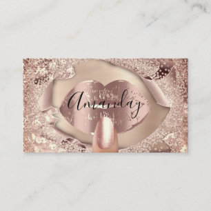 Carte De Visite Rose de maquillage Gold Kiss Lips Parties scintil