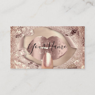 Carte De Visite Rose de maquillage  Gold Kiss Lips Parties scintil