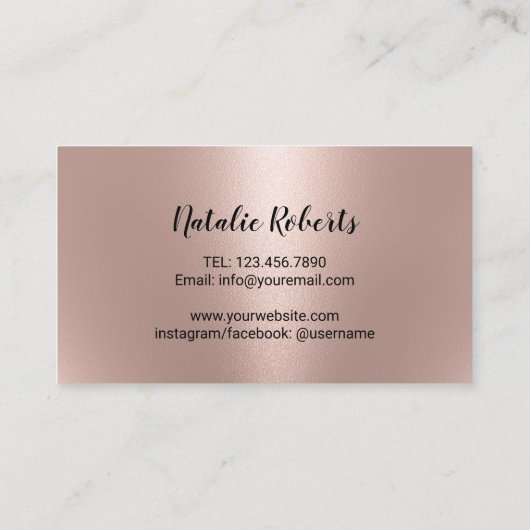 Carte De Visite Rose de maquillage Lashes Script manuscrit (Dos)