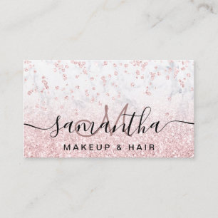 Carte De Visite rose de maquillage parties scintillant en marbre b