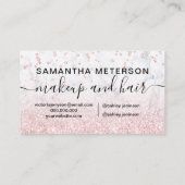 Carte De Visite rose de maquillage parties scintillant en marbre b (Dos)