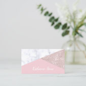 Carte De Visite Rose de marbre blanc de parties scintillantes (Debout devant)