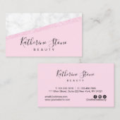 Carte De Visite Rose de marbre blanc de parties scintillantes (Devant / Derrière)