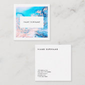 Carte de visite rose de marbre de carré (Devant / Derrière)