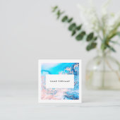 Carte de visite rose de marbre de carré (Debout devant)