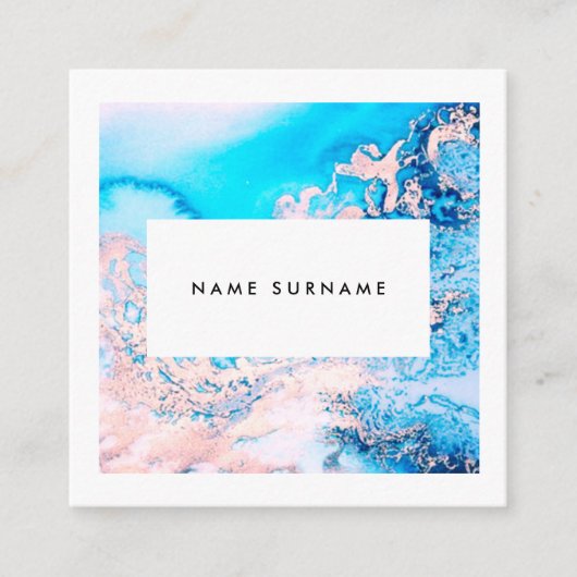 Carte de visite rose de marbre de carré (Devant)
