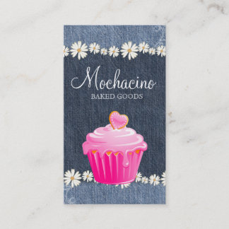 Carte De Visite Rose de marguerite de jeans de petit gâteau de