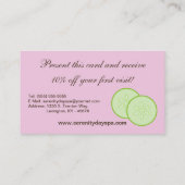 Carte de visite rose de massage de spa de (Dos)