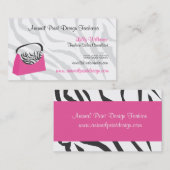 Carte de visite rose de mode de bourse de zèbre (Devant / Derrière)