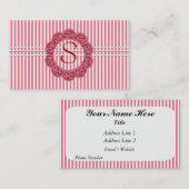 Carte de visite rose de monogramme (Devant / Derrière)