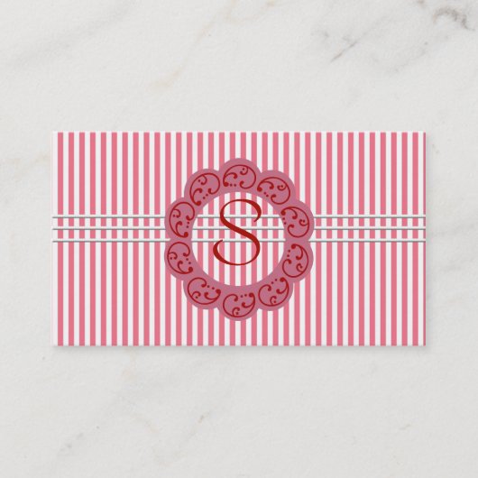 Carte de visite rose de monogramme (Devant)