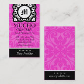 CARTE DE VISITE ROSE DE MONOGRAMME DE ROCKIN MUCHO (Devant / Derrière)