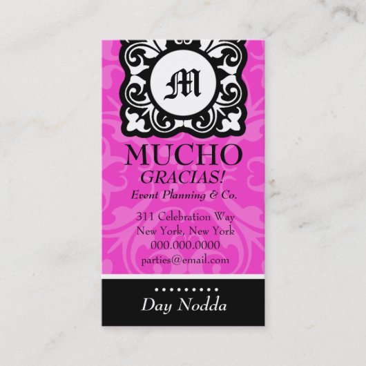 CARTE DE VISITE ROSE DE MONOGRAMME DE ROCKIN MUCHO (Devant)