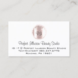 Carte De Visite Rose de monogramme des services de studio de beaut