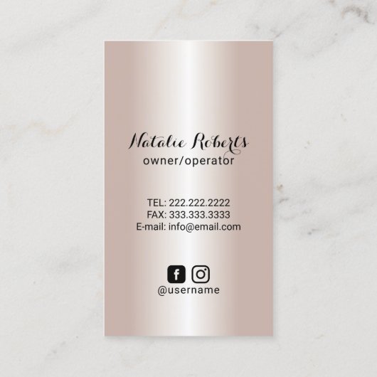 Carte De Visite Rose de nettoyage moderne Gold Spray Bouteille & F (Dos)